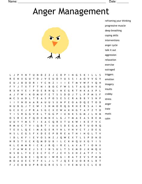 Anger Management Word Search Wordmint Worksheets Library