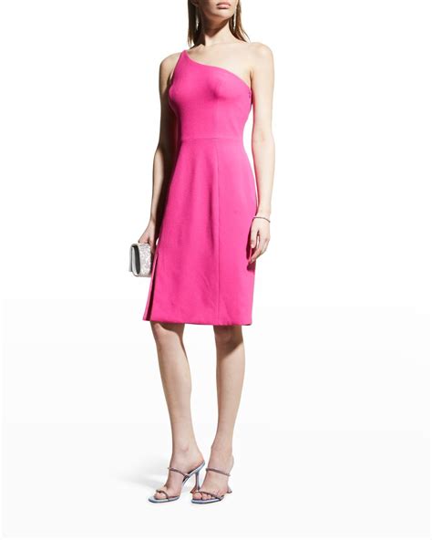 Dress The Population Alexandra One Shoulder Crepe Dress In Pink Lyst