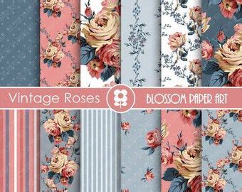 Floral Digital Paper Floral Digital Paper Pack Pink Roses Coral