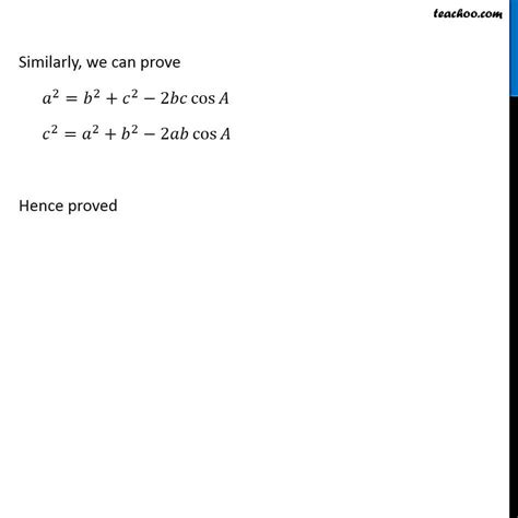 Law of Cosine (Cosine Law) - with Examples and Proof - Teachoo