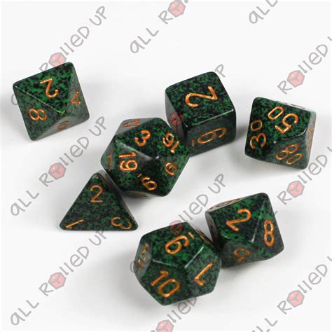 Polyhedral 7 Dice Set Speckled Golden Recon™ All Rolled Up