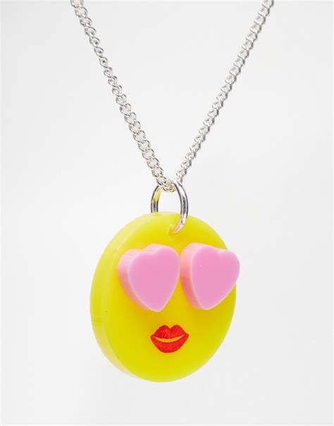 Image 3 Of Tatty Devine Heart Emoji Pendant Necklace Heart Emoji Heart Shaped Pendant