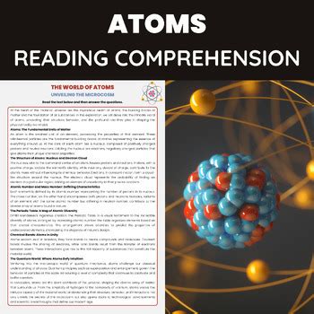 Chemistry Atoms Worksheet Atom Structures And Atomic Number TPT