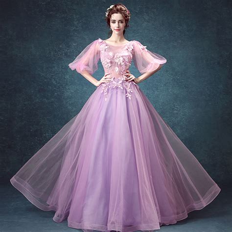 Fairy Mystery 2016 Cute Purple Chiffon Ball Gown Half Sleeve Flower O