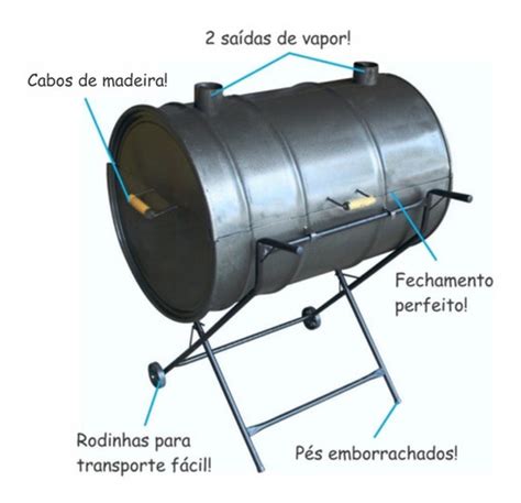 Churrasqueira Tambor Grande A Bafo Litros Carrinho Frete Gr Tis
