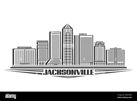 Vector Illustration Of Jacksonville Monochrome Horizontal Sign With