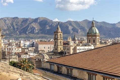 Aerial View Of Palermo With Old Houses Churchs And Monuments Sicily