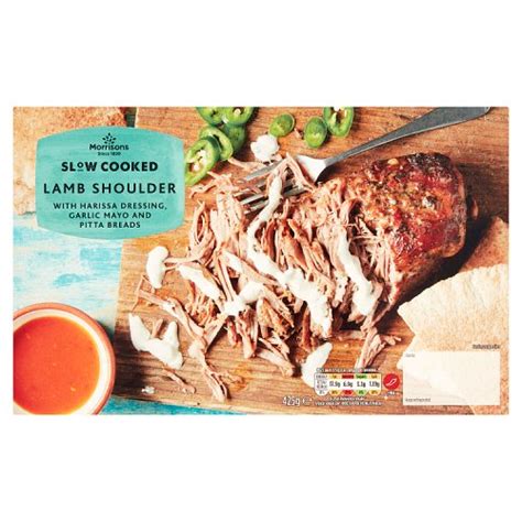 Morrisons Slow Cooked Lamb Shoulder With Harissa Dressing Garlic Mayo