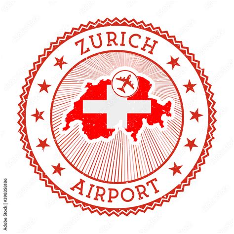 Zurich Airport stamp. Airport logo vector illustration. Zurich aeroport with country flag. Stock ...