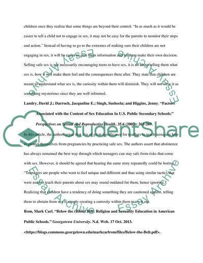 Sex Education Annotated Bibliography Example Topics And Well Written Essays 750 Words