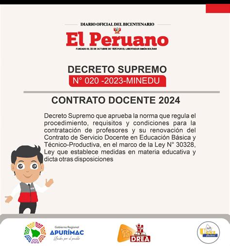 Contrato docente 2024 Decreto Supremo N 020 2023 MINEDU Campañas