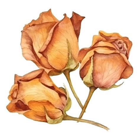 Premium AI Image | A watercolor painting of orange roses.