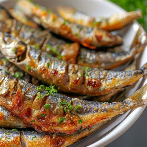 Deep Fried Small Sardines Roasted Rainbow Smelt Closeup Sea Fish Beer