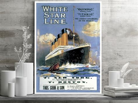 Vintage White Star Line Titanic And Olympic Poster Print Etsy