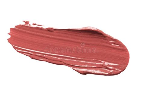 Nude Lipstick Smear Smudge Swatch Isolated On White Background Stock