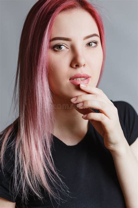 Beautiful Girl With Pink Hair Stock Image Image Of Hairstyle Glamour