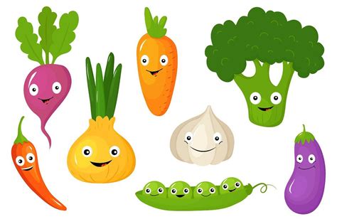 Funny Various Cartoon Vegetables By TopVectors On Creativemarket Fun