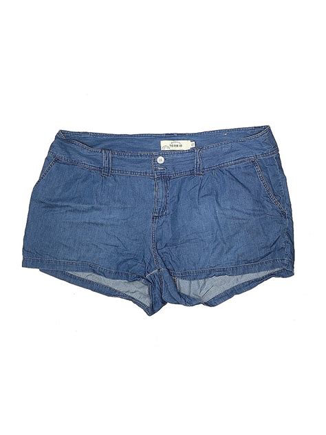 Torrid 100 Cotton Solid Blue Denim Shorts Size 16 Plus 63 Off