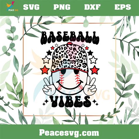 Baseball Vibes Leopard Funny Baseball Mom Svg Cutting Files Peacesvg