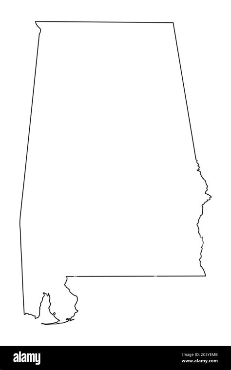 Alabama AL state Map USA. Black outline map isolated on a white ...