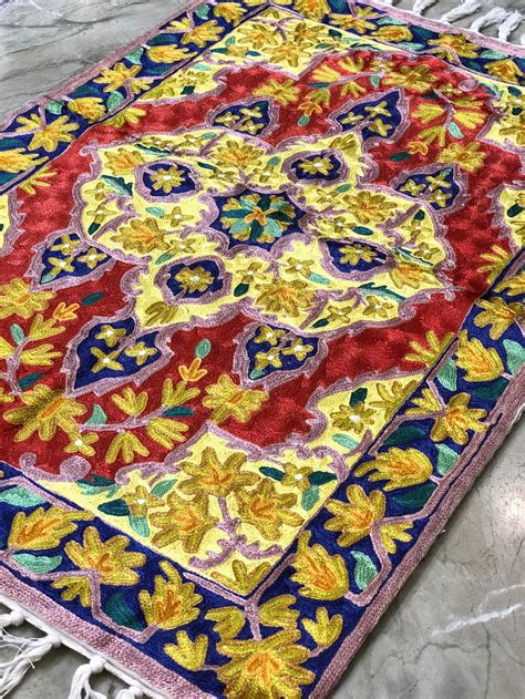 Kashmiri Silk Rug Kashmiri Embroidered Carpet Rug For Etsy