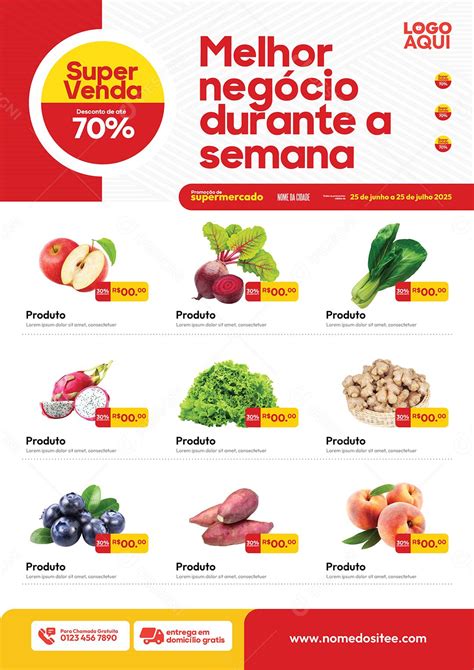 Encarte Folheto Melhor Negócio Durante a Semana Frutas Verduras Vetor