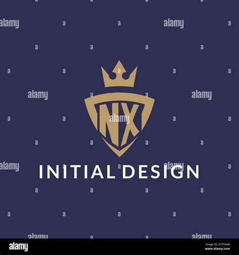 NX Logo With Shield And Crown Monogram Initial Logo Style Vector File