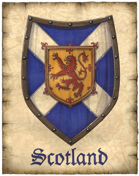 Scotland Crest Artwork 11 X 14 Scottish Flag Scotland Art Prints