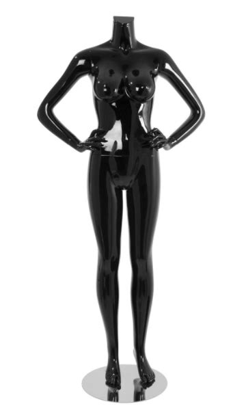 Female Brazilian Mannequin Glossy Black Headless Changeable Heads