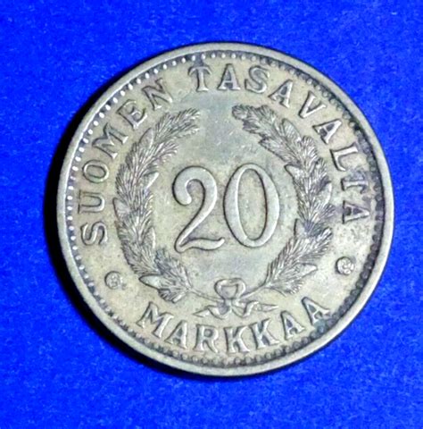 FINLAND 1938 S 20 MARKKAA U GRADE REPUBLIC COINAGE KM 32