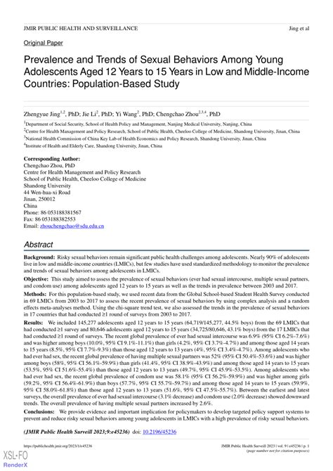 Pdf Prevalence And Trends Of Sexual Behaviors Among Young Adolescents