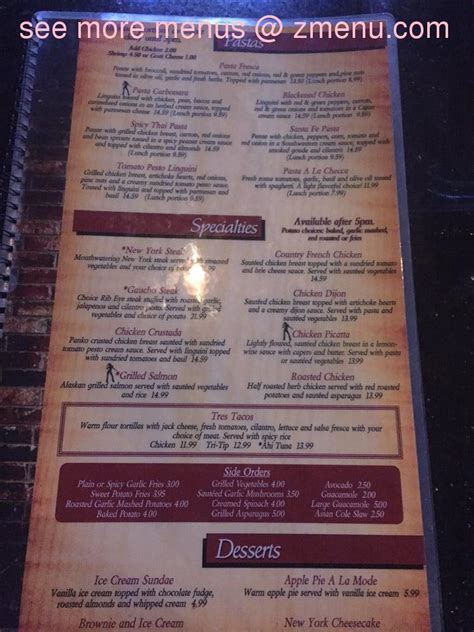 Online Menu of Porchlight Grille Restaurant, Las Vegas, Nevada, 89117 ...