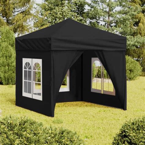 Folding Party Tent with Sidewalls Black 2x2 m