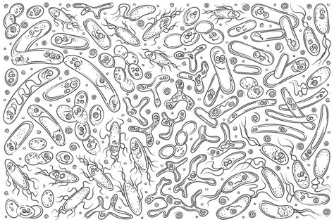 Hand Drawn Probioticsuseful Bacterias Germ Microscopic Microbiology Vector Germ Microscopic