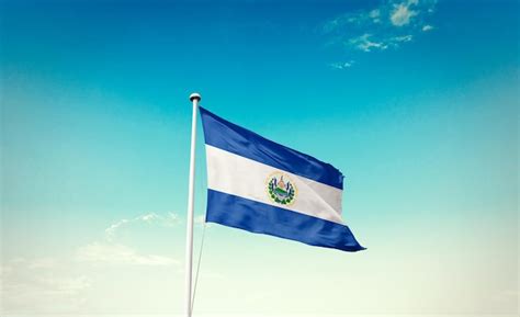 Premium Photo El Salvador Flag Waving In The Sky