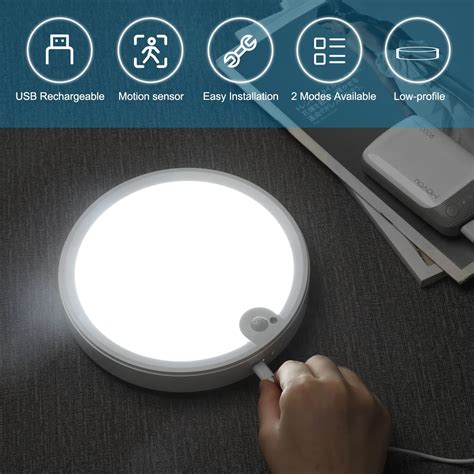 Youtob Wireless Motion Sensor LED Ceiling Light 6500K USB Rechargeable