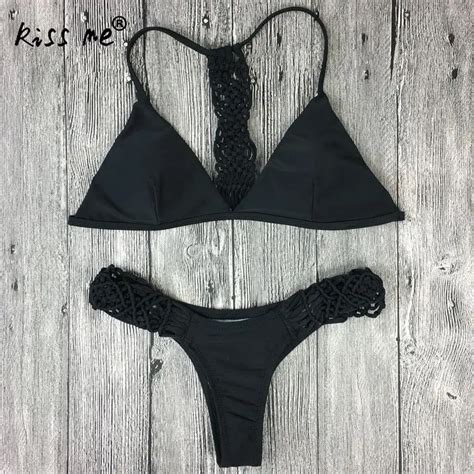 Black Women S Swimming Suit Sexy Thong Bikini 2018 Women Swimsuit