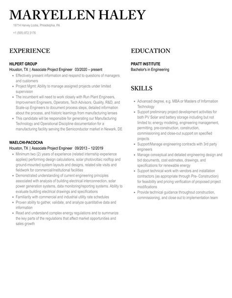 Associate Project Engineer Resume Samples Velvet Jobs