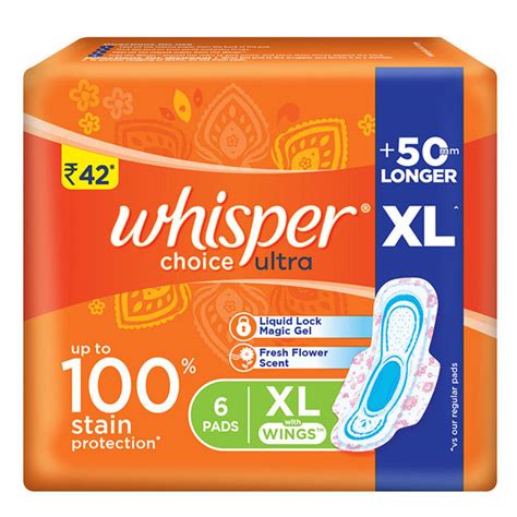 Whisper Choice Ultra Xl 6s Sanitary Pads For Women Buy Whisper Choice