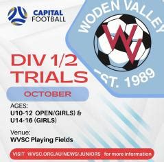 WVSC Trials For Div1 And Div2 Teams Announced WODEN VALLEY SOCCER