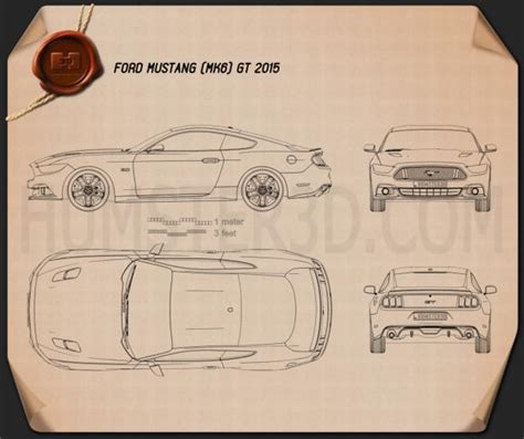 Ford Mustang GT 2015 Blueprint Hum3D