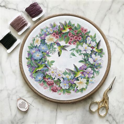 Floral Wreath Cross Stitch Pattern Pdf Flower Cross Stitch Etsy