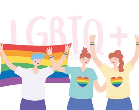 Comunidad Lgbtq Personaje Joven Con Corazones Arcoiris Desfile Gay Discriminaci N Sexual
