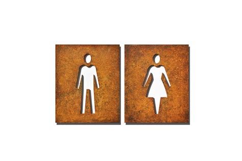 Toilet Signs Industrial Metal Toilet Symbols Wc Signs Rusty Metal