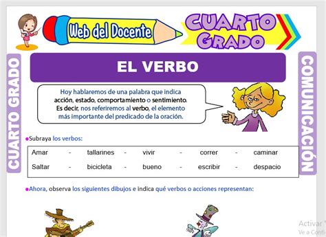 Accidentes Gramaticales Del Verbo Para Cuarto Grado De Primaria