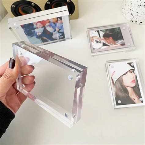 KPOP Acrylic Clear Magnetic Photocard Photo Frame Block Stand Etsy