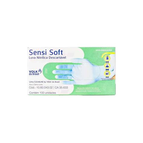 Luva Nitr Lica Sensi Soft Azul Descart Vel Sem Talco Volk