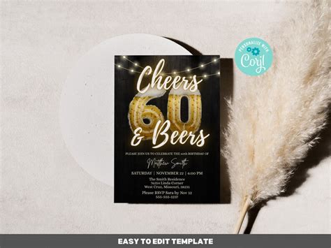 Editable Th Birthday Invitation Template Cheers And Beers Invitation