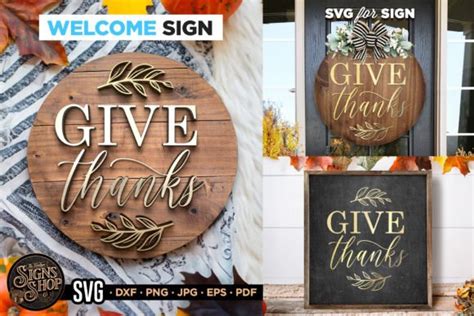 Give Thanks Thanksgiving Svg Door Sign Graphic By The Vintage Signs