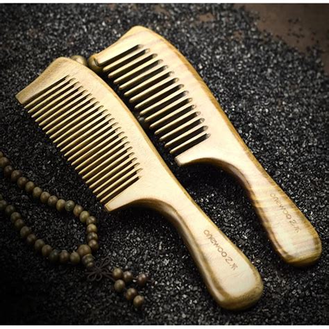 High Quality Wood Natural Green Sandalwood Comb Hair Brush Anti Static